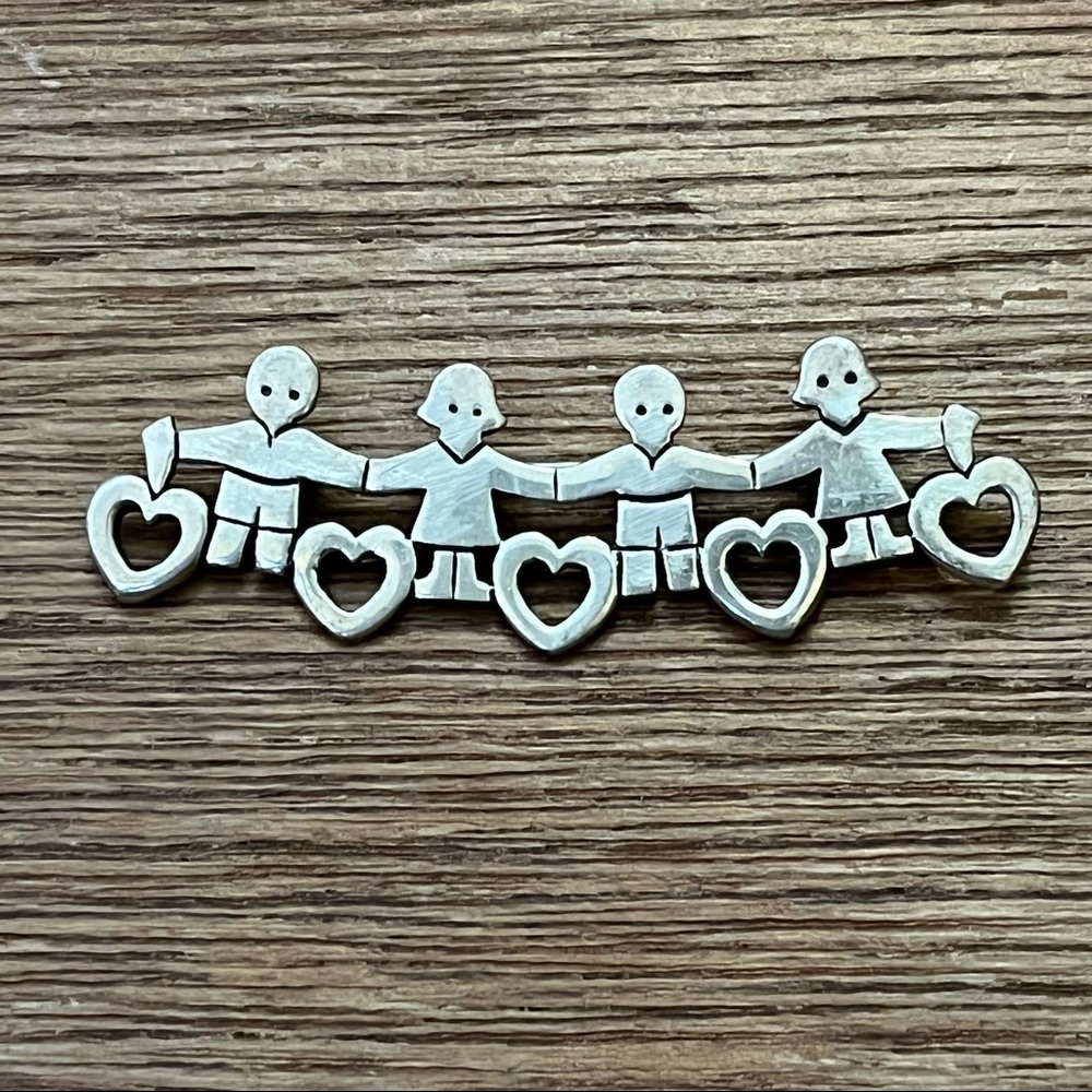 Retired James Avery Sterling Children & Hearts Pin